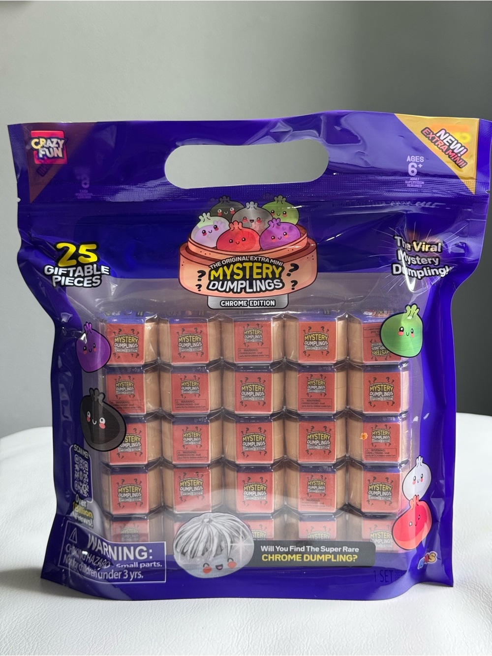 Crazy Fun Extra Mini Mystery Dumpling RMS Chrome Edition 25 Pack NEW Authentic